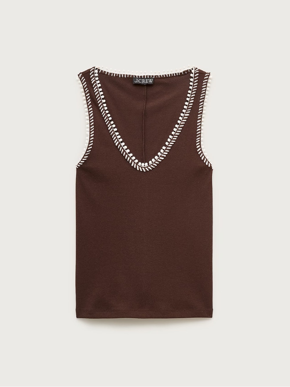 J Crew Perfect rib V-neck tank top with hand-stitched trim